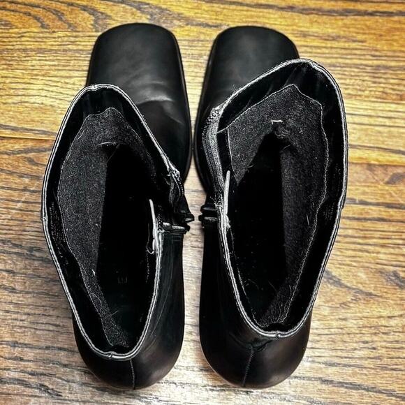 Vintage 90s Y2K AMERICAN EAGLE Black Leather Square Toe Platform Boots Women’s 8 - Picture 6 of 8